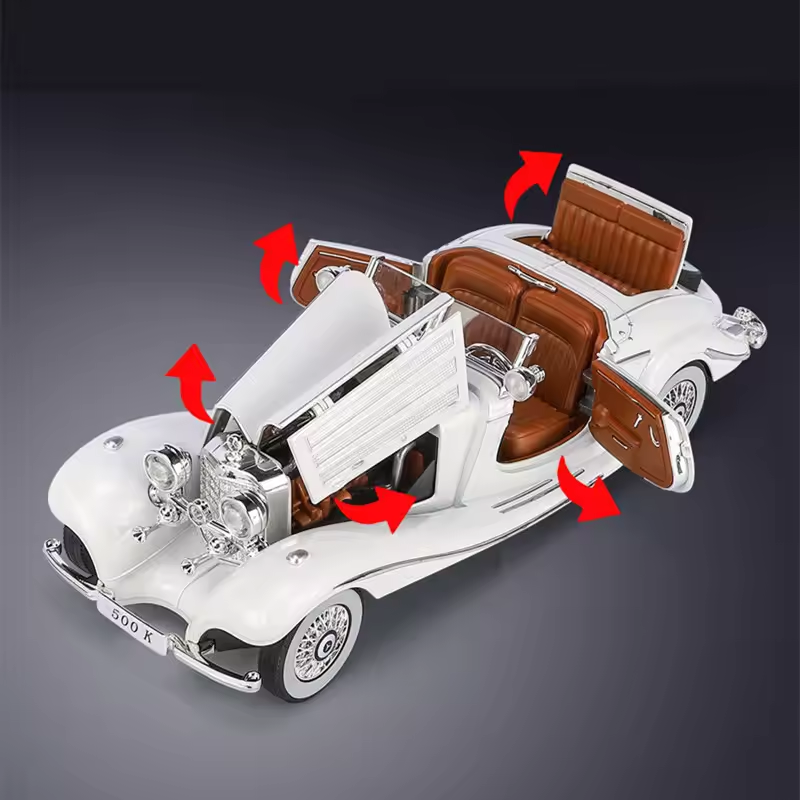 1:24 Diecast 1936 Mercedes Benz 500K Model Car With Smoke