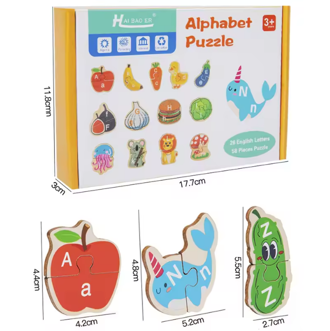 Wooden Montessori Alphabet Learning Puzzle Game