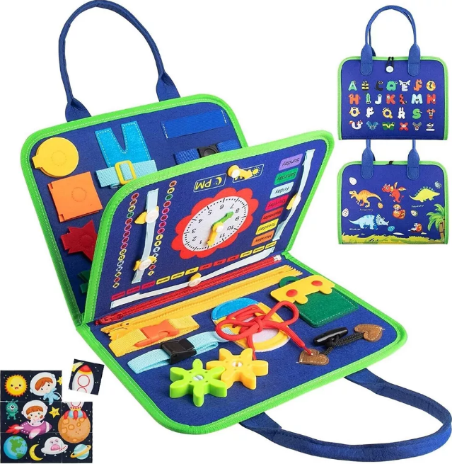Montessori Multi-functional Activity Busy Book - Blue