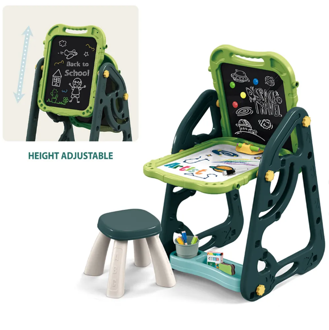 Multi-functional Artistic Drawing Board With Stool - Green