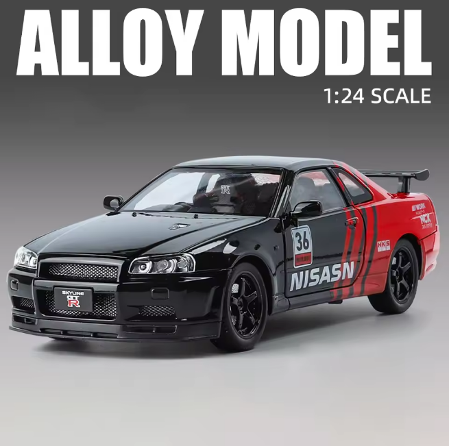 1:24 Diecast Nissan Skyline GTR-R34 Modified Model Car