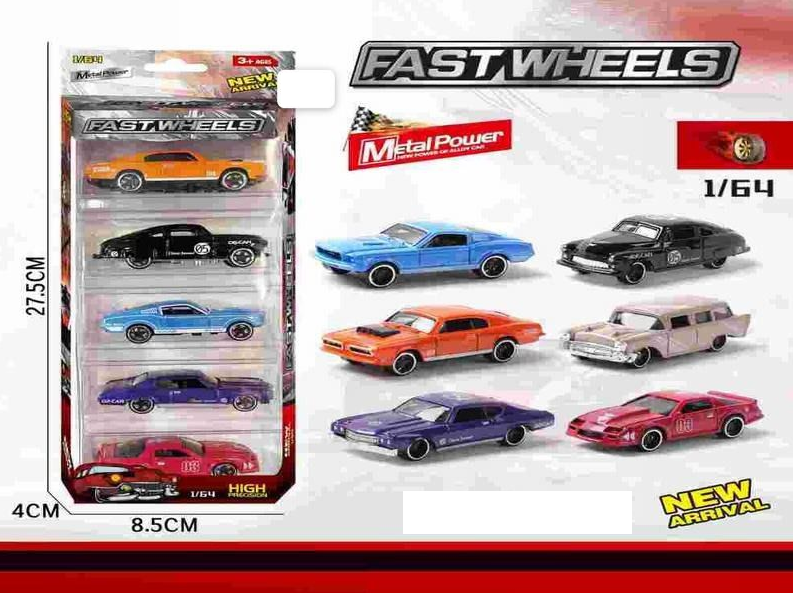 1:64 Diecast Fast Wheels Racing Cars Set - 5Pcs