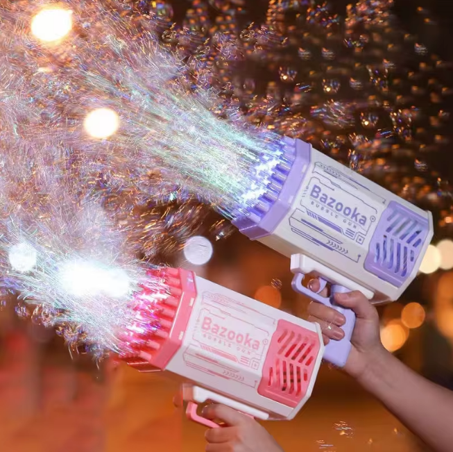 69 Holes Rechargeable Bazooka Colorful Bubble Gun