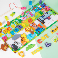 Wooden Montessori 4in1 Letter Fishing Game Board