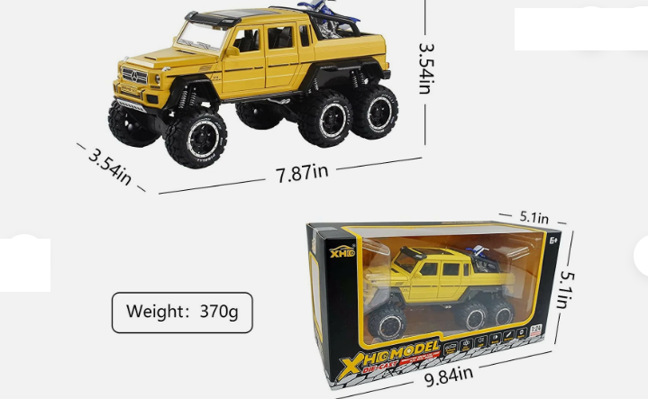 1:24 Diecast AMG G63 Pickup Model With Bike