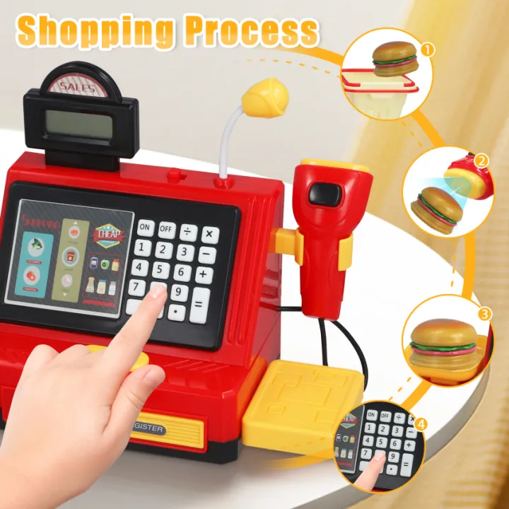 Pretend Play Burger Cash Register With Light & Sound
