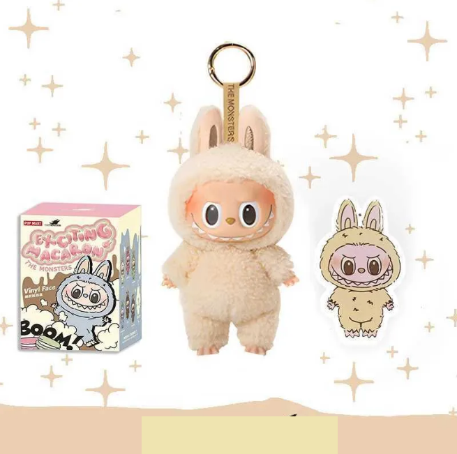 Mini Macaron Labubu Figure Keychain Plush Doll - 1Pc