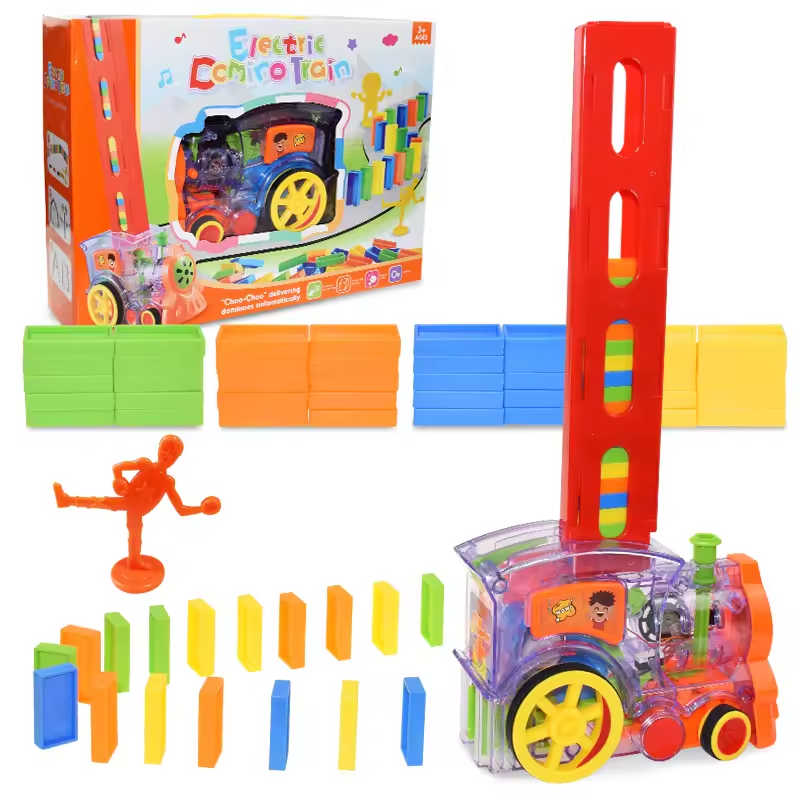 60Pcs Electric Domino Mini Train With Light & Sound
