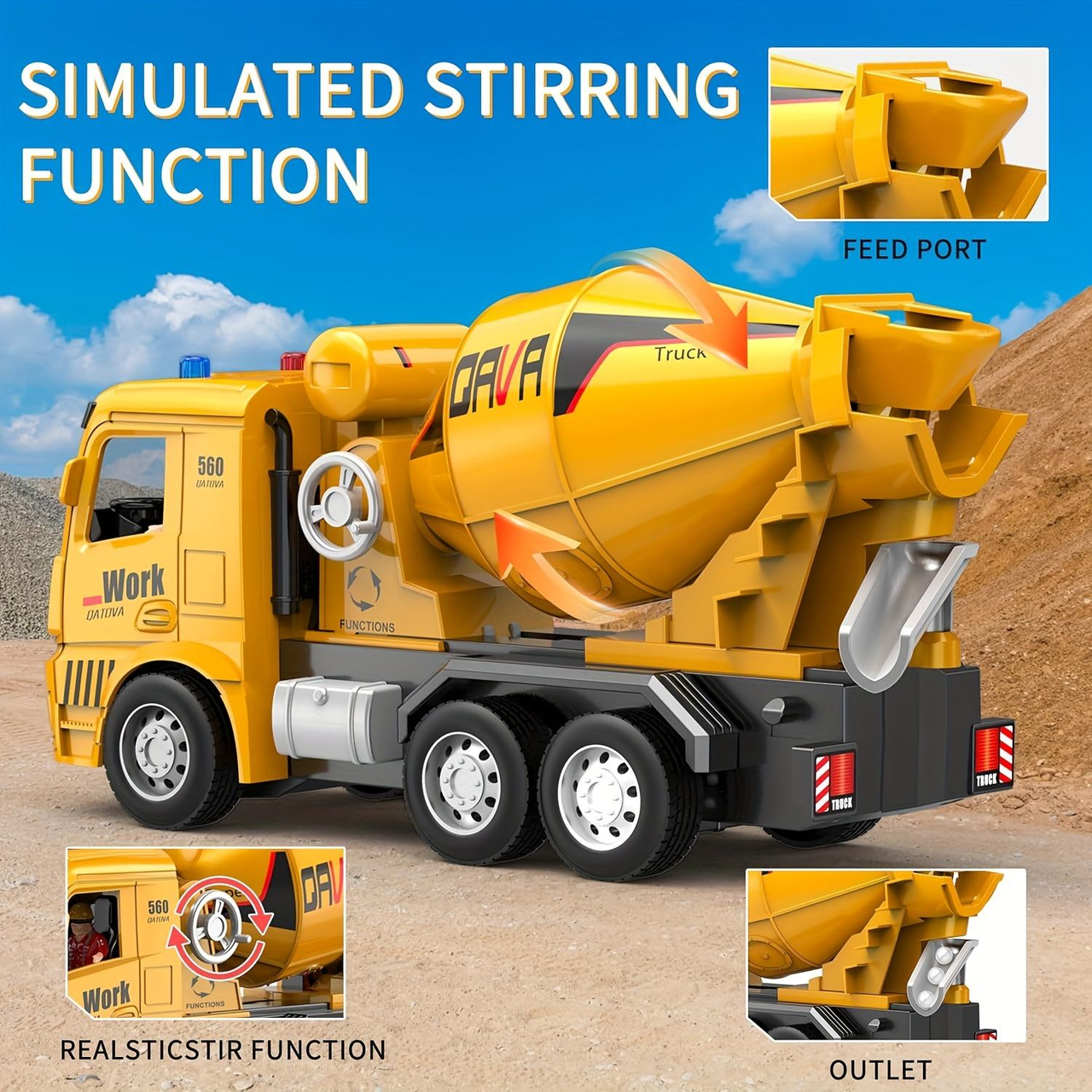 1:22 Remote Control Cement Mixer With Lights