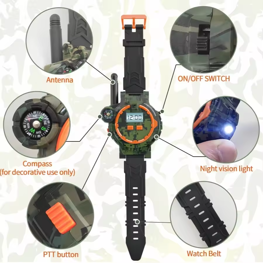 2Pcs Electric Military Walkie Talkie Watch
