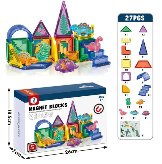 27Pcs Magnetic Tiles Building Blocks