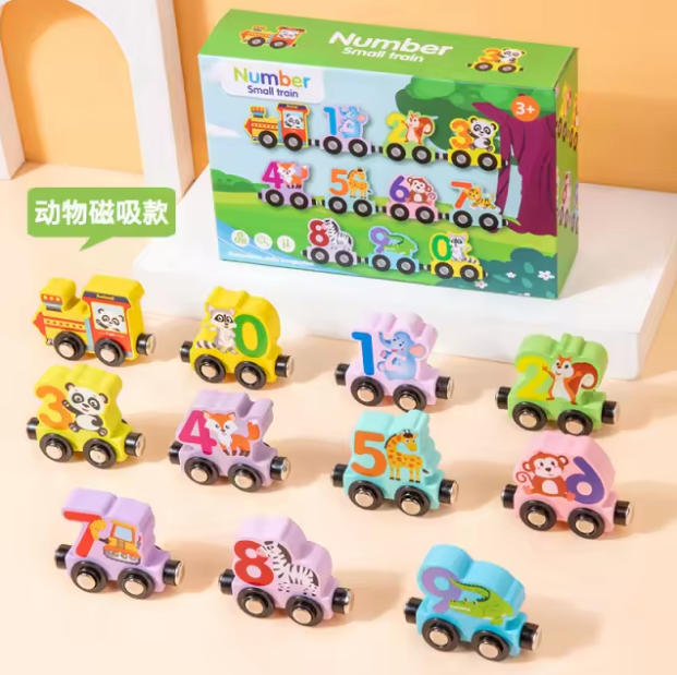 Wooden Magnetic Number Small Train With Engine 0-9