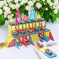 102Pcs DIY Magnetic Tiles Building Blocks With 10Pcs Car