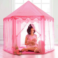 Princess Castle Play Tent House With Fairy Lights - Pink