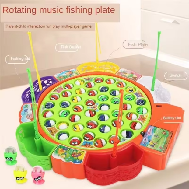 Electric 5 Players Musical Fishing Game With 45 Fish