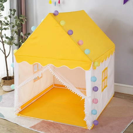 Kids Castle Play Tent House 125x98x130cm - Yellow