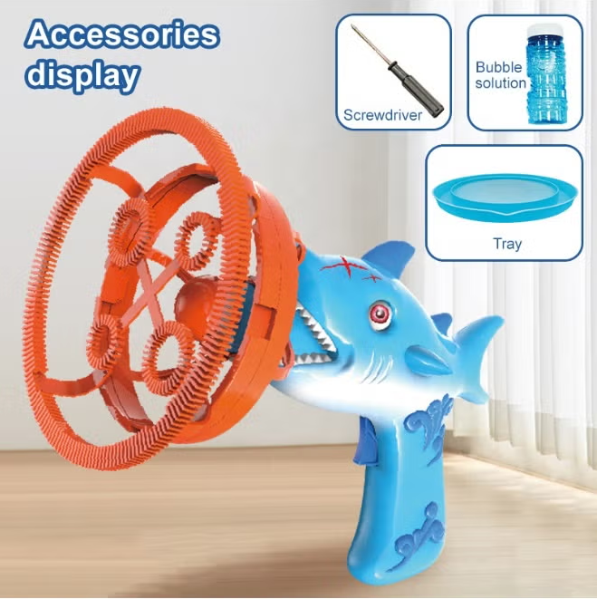 Battery Operated Shark Themed Colorful Bubble Gun
