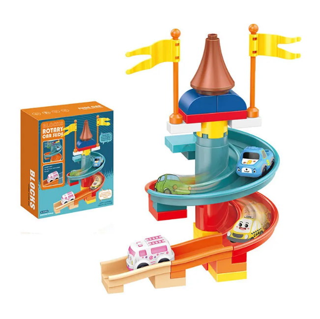 27Pcs DIY Manual Rotary Car Slide Track Building Blocks