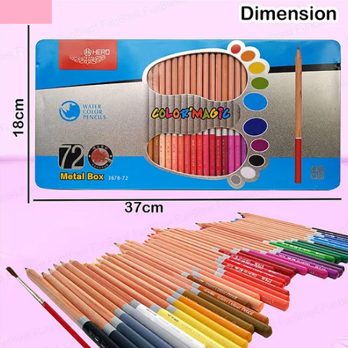 72Pcs Water Color Pencils Set With Tin Box