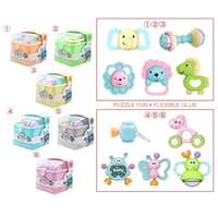 5Pcs Premium Baby Animal Rattles & Teether Set - Assortment