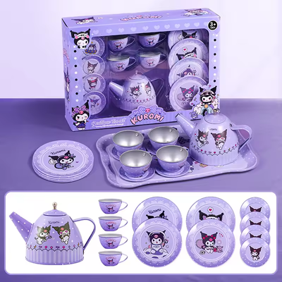 14Pcs Kids Kuromi Theme Metal Tea Set