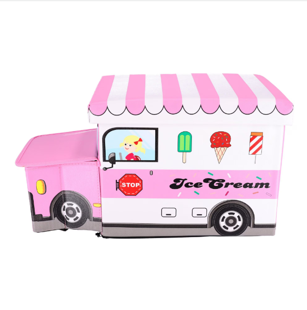 Kids Foldable Storage Box - Ice Cream Car Pink