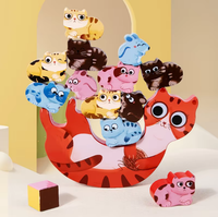 14Pcs Wooden Kitten Balance Beam Toy
