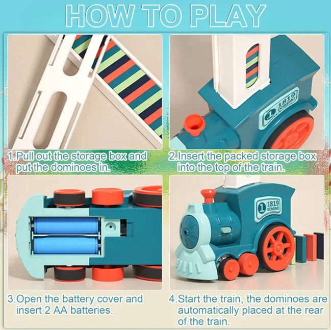 Electric Automatic Laying Domino Train With Light & Sound
