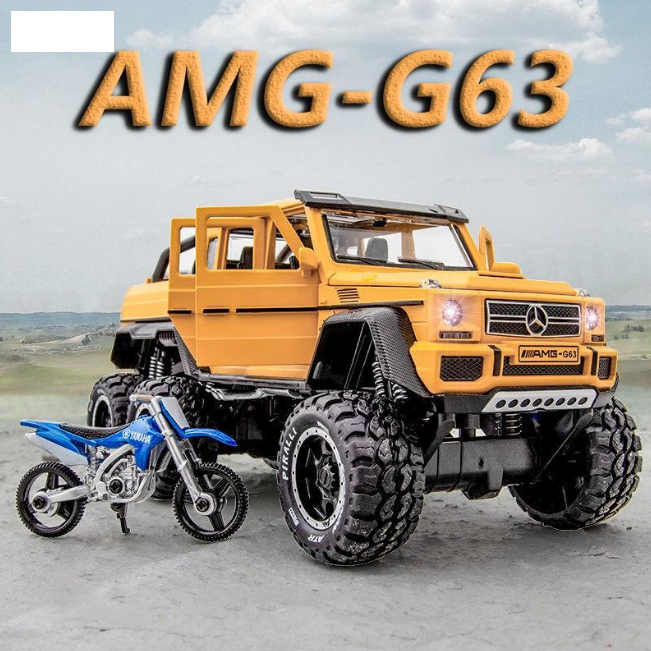 1:24 Diecast AMG G63 Pickup Model With Bike