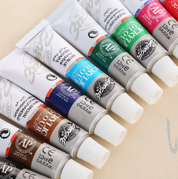 12Pcs Acrylic Color Paint Set With Artist Brush