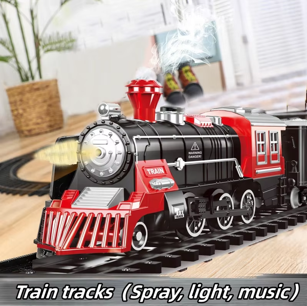 Battery Operated Metal Classic Train Track With Light & Spray