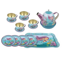 14Pcs Kids Mermaid Themed Metal Tea Set