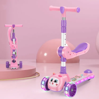 Rabbit Adjustable Height Kids Scooter With Light & Music - Pink