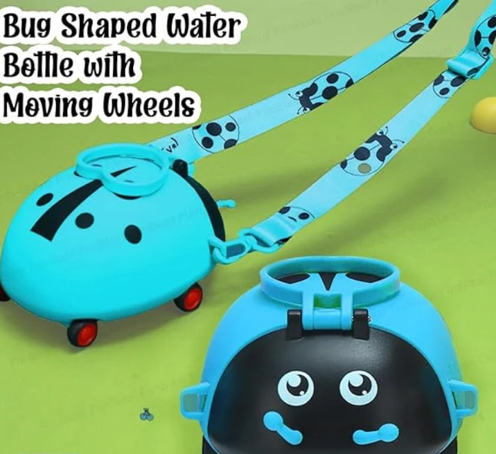 550ml Ladybug Sipper Water Bottle With Moving Wheels