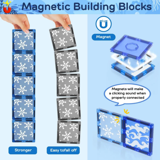 62Pcs DIY Magnetic Marine Animal Tiles Building Blocks