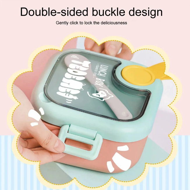 750ml Plastic Lunch Box With Food Scissor & Spoon - Pink