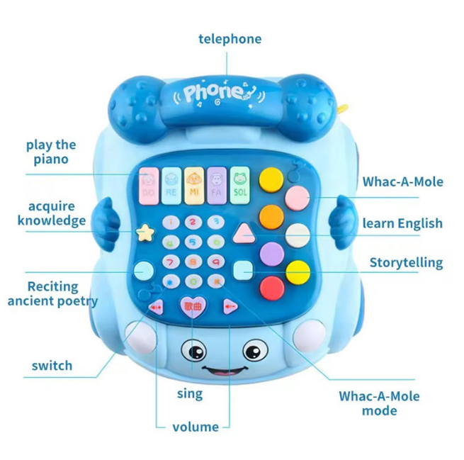Kids Multi-functional Pull Along Musical Telephone