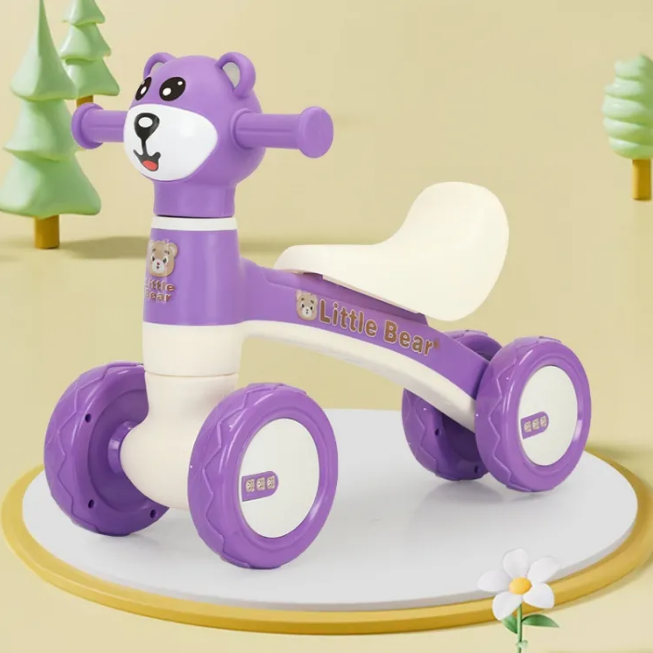 Bear Ride-on Baby Foot To Floor Balance Bike - Purple