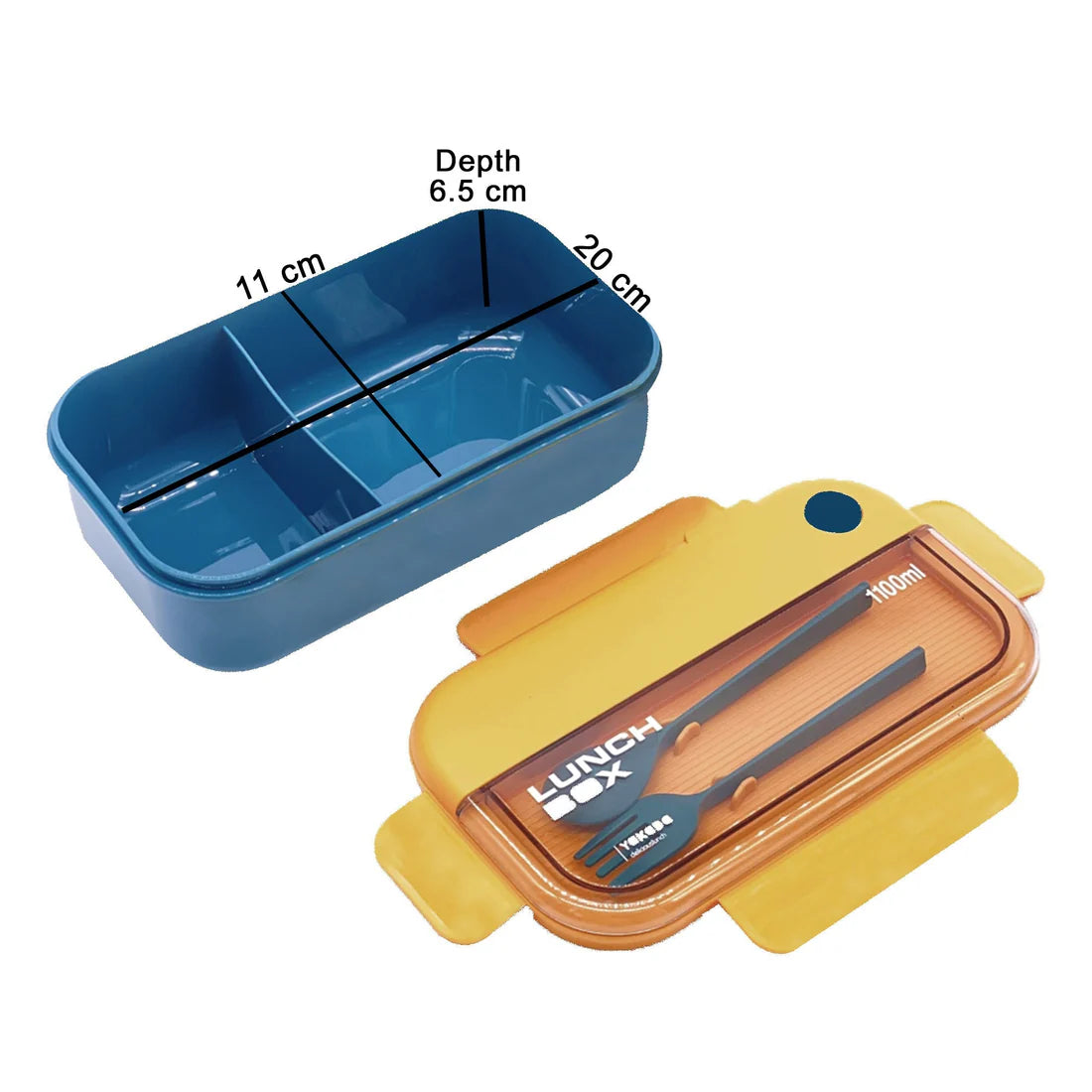 1100ml Premium Plastic Lunch Box With Spoon & Fork
