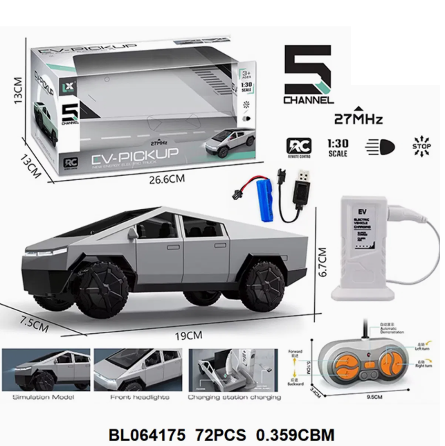 1:30 RC Tesla Electric EV Pickup Truck