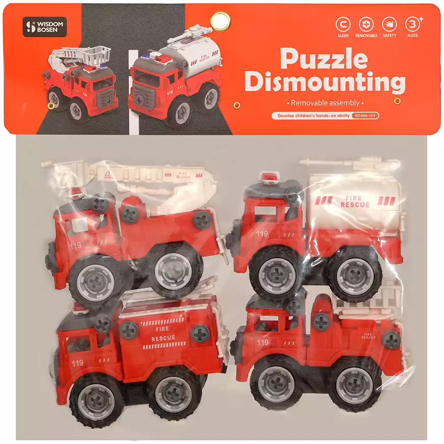DIY 4Pcs Fire Rescue Screw Vehicle