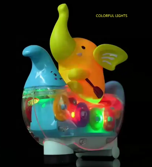 Battery Operated Rowing Elephant Gear Ship With Light & Music