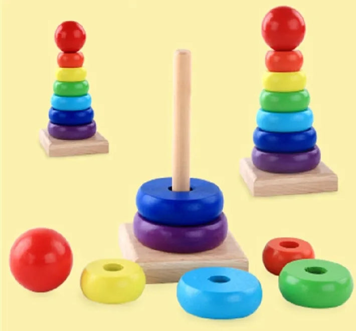 Wooden 7Pcs Rainbow Stacking Tower