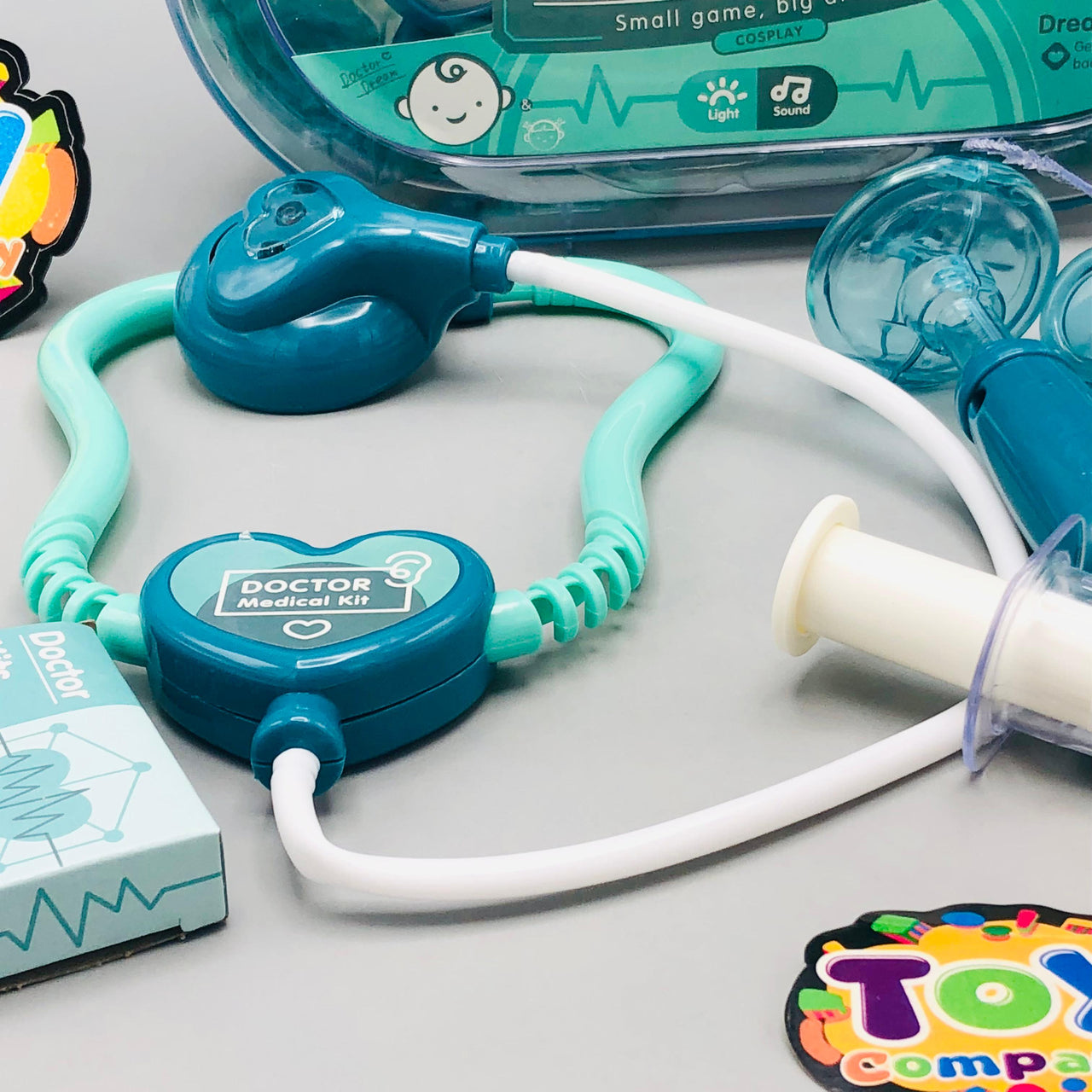 13Pcs Kids Pretend Play Doctor Kit With Acrylic Box - Green