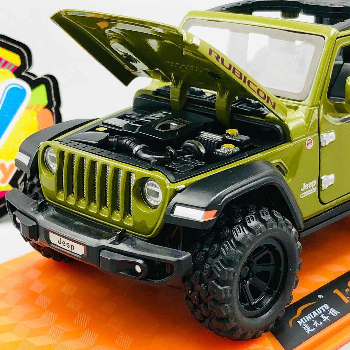 1:32 Diecast Rubicon Jeep With Acrylic Display Box - Green
