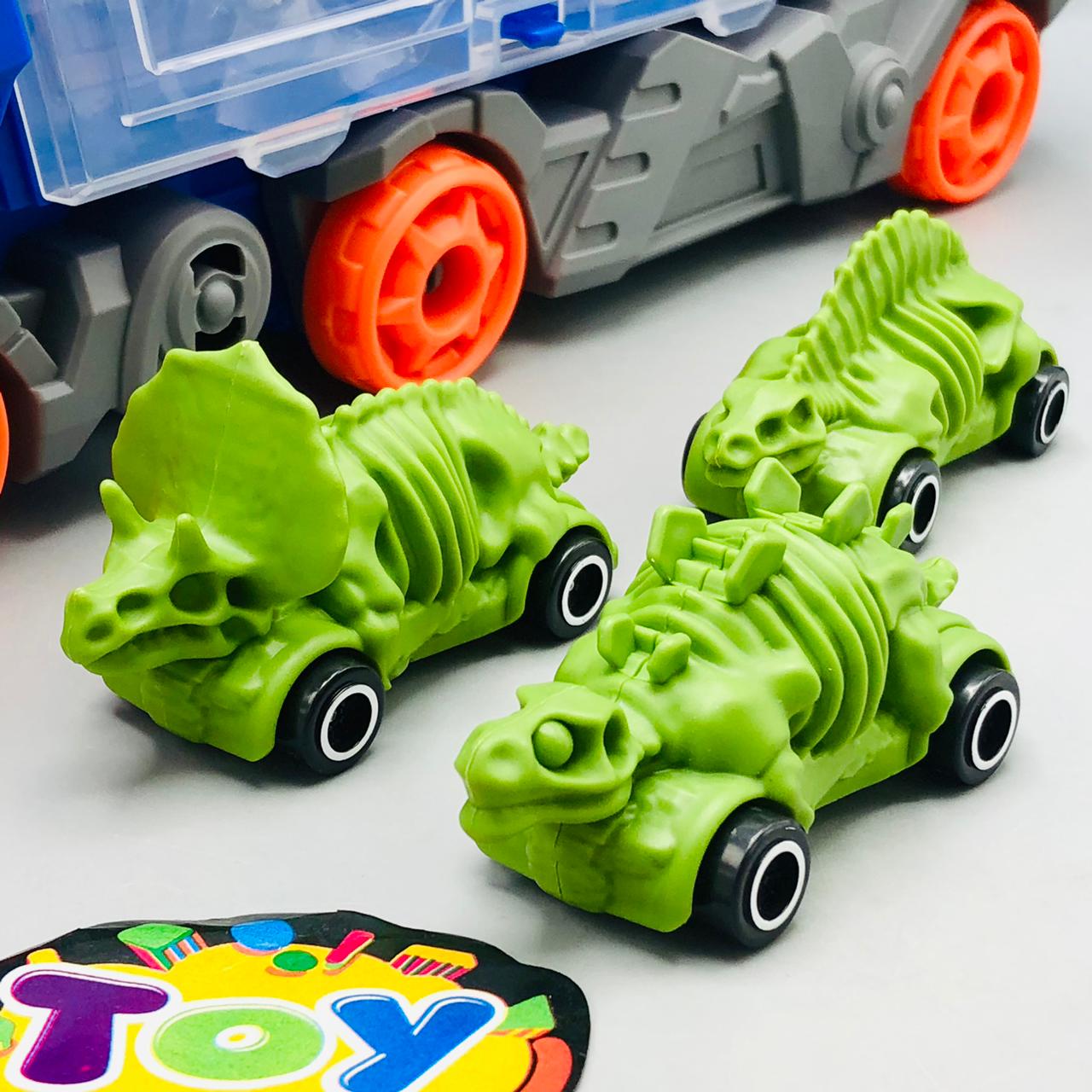 2in1 Foldable Dinosaur Truck With 3Pcs Cars