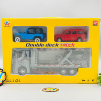 1:24 Diecast Metal Double Deck Vehicles Carrying Truck