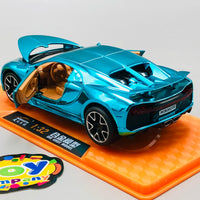 1:32 Diecast Bugatti Chiron With Acrylic Display Box - Aqua Blue