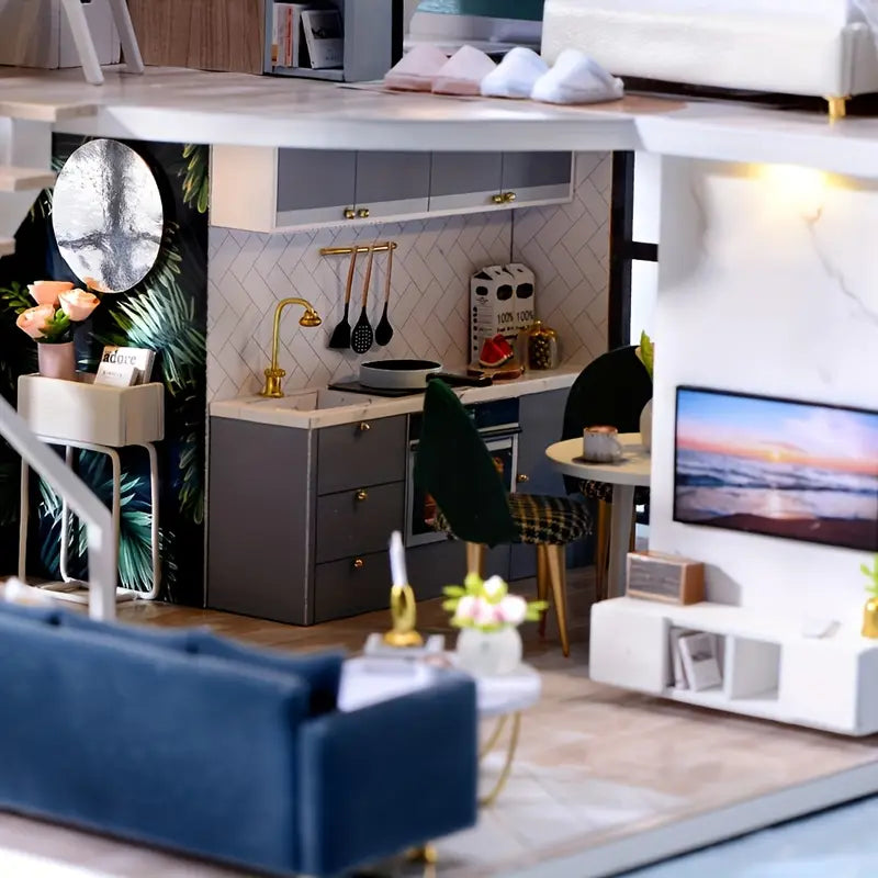 DIY Miniature Modern Luxury Home With LED Lights