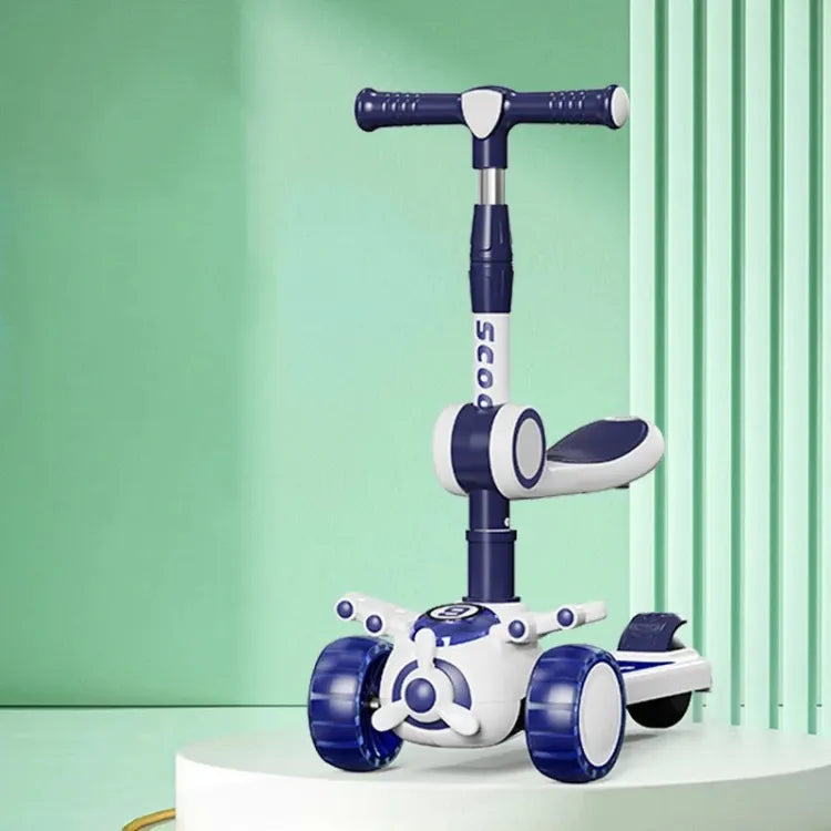 2in1 Kids Light & Sound Push Scooter - Blue